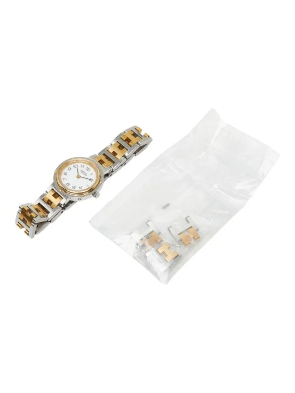 Hermes Clipper Watch White Gold Silver Stainless Steel
